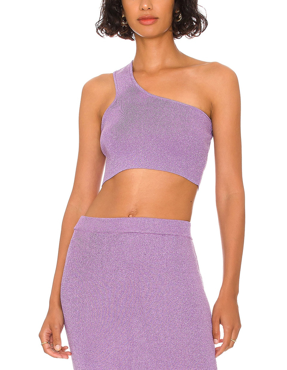 Dodo Bar Or Shimmery Light Purple Jo One Shoulder Crop Top Size 40 IT / US 4